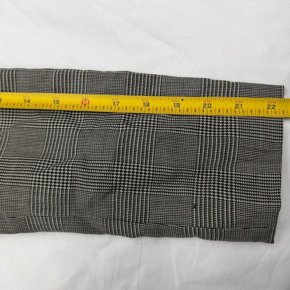 100% Wool Blazer Jacket Petite 4P 3-Button‎ Grey Glen Plaid Office Career